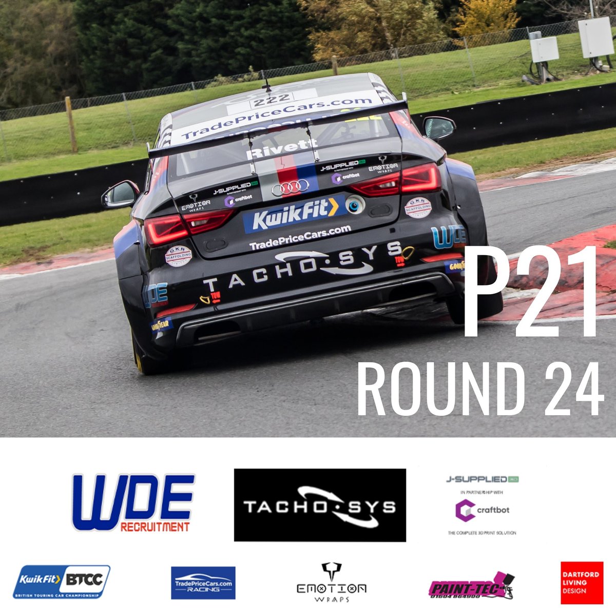 PaulRivett22's tweet image. Paul brings the car home in p21 in the final race of the day at Snetterton.

#tachosys #wderecruitment #JSUPPLIED3D #craftbot @dlivingdesign @TPCracingBTCC @BTCC #emotionwraps #painttec