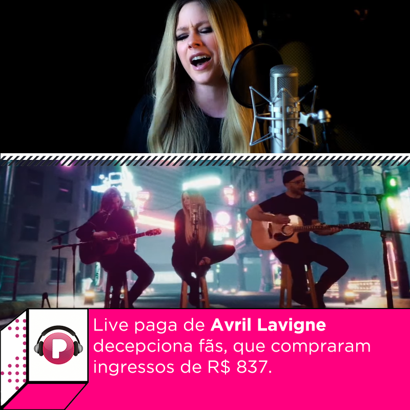POPline's tweet photo. Avril Lavigne realizou uma live paga neste fim de semana - anunciado como "seu único show em 2020" - mas apresentou apenas quatro músicas. Evento arrecadou fundos para pesquisas e tratamento de pessoas com Doença de Lyme. Saiba tudo e veja o vídeo: https://t.co/vVZmOKjO8K https://t.co/QrUuDOx51b
