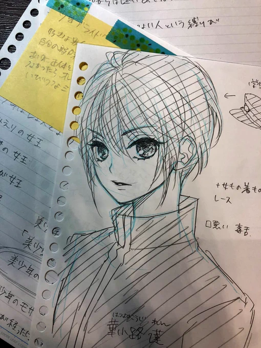 少年ブラヰドを思いついた時のメモ。
走り書きしてた設定はちょっと違いましたが、女の子のキャラはそのままです。
大掃除してると色々出てくる〜 