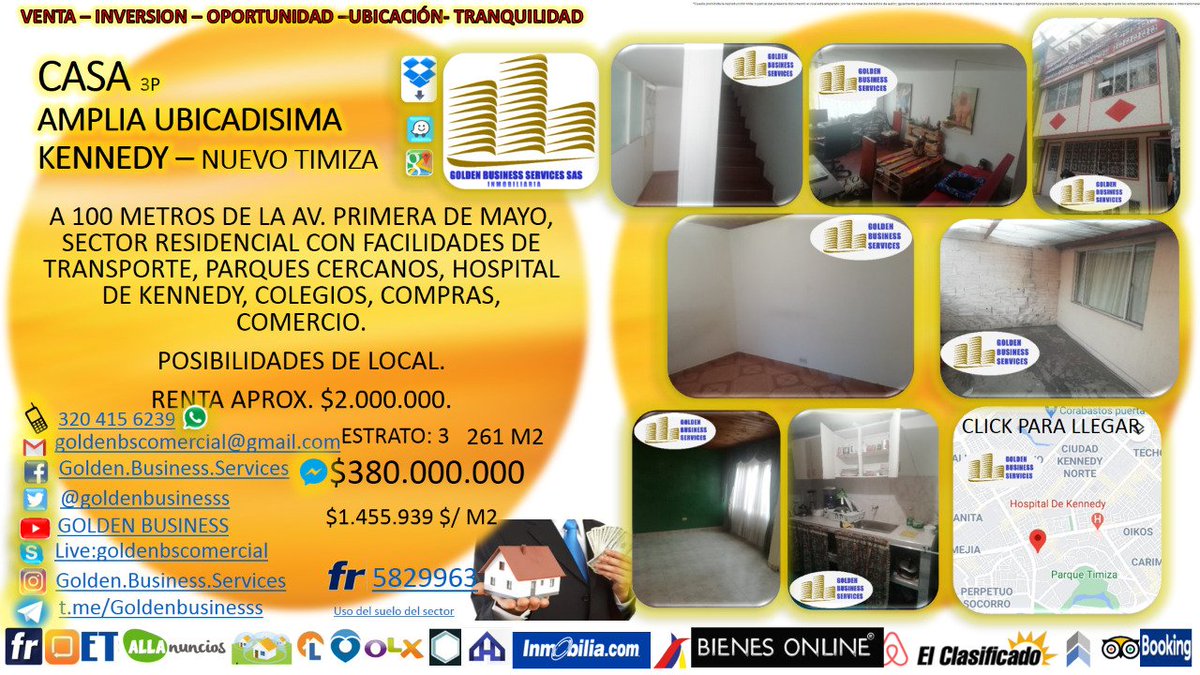 GOLDENBUSINESSS's tweet photo. Venta casa amplia ubicadisima, Kennedy nuevo timiza https://t.co/ruU0C6kTCH