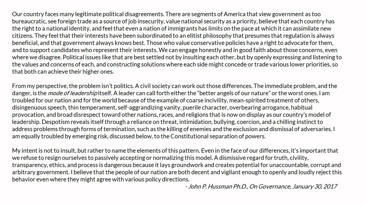 To my conservative friends: I wrote this in 2017. It has unfolded before usI’ve advised Republicans and Democrats, putting our common humanity first. We can address our differences and respect our shared love of country. Trump’s mode of leadership threatens both. You know that.