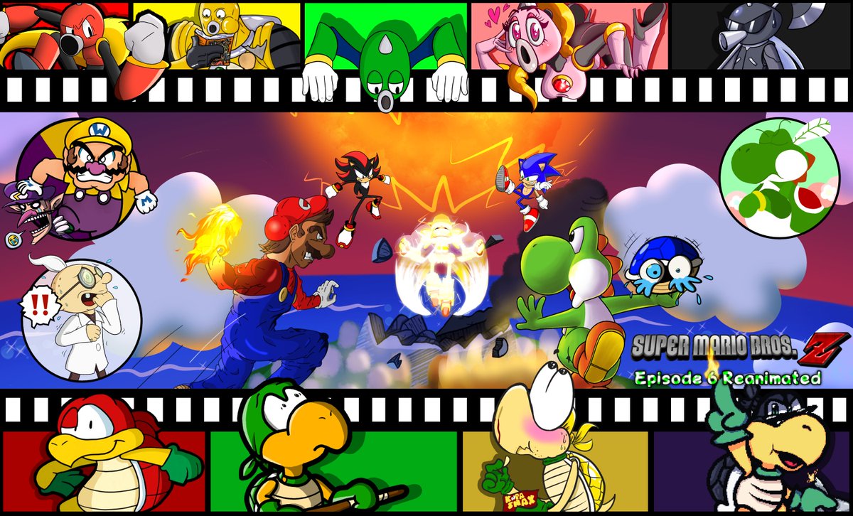 SMBZCollab's tweet photo. The official poster for the SMBZ Episode 6 Reanimated Collab is now finished! We would like to thank everyone who partook in this fun little mini collab. We're almost done with the main collab as we got 13 more scenes to go, so stay tuned for more future updates! ^^ https://t.co/WaMnJn8uwb