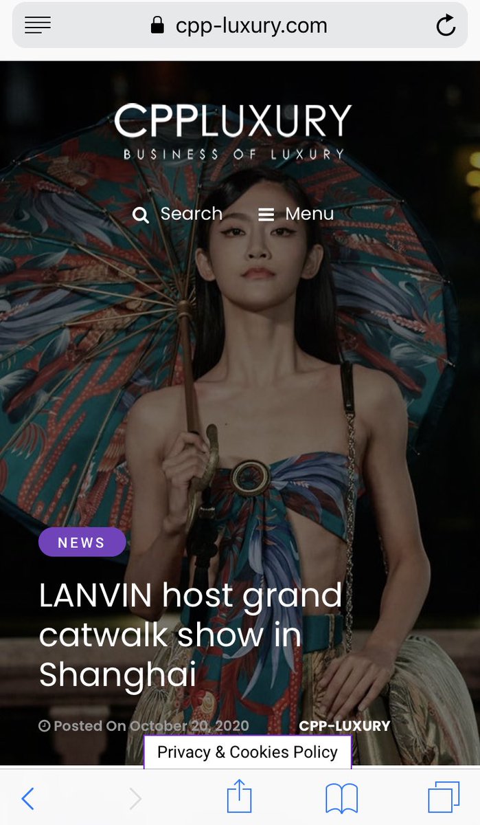 JennyZint's tweet photo. Zeng Keni has been featured as the cover photo for L'Officiel UK and CPP Luxury's articles regarding the Lanvin SS21 Fashion Show!

L'Officiel UK:https://t.co/h9yGadkUpV
CPP Luxury:https://t.co/ZUR6NKzWXJ https://t.co/wWo4p9GsDM