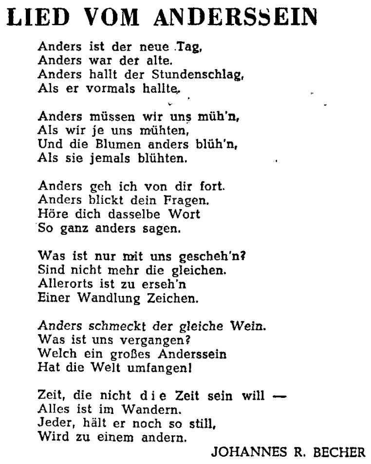 Erik Reger Twitterissä: "Als der @Tagesspiegel noch Gedichte von Johannes R.  Becher druckte, #OTD 1945. #Tagesspiegel75 https://t.co/jFo78pNqmx" /  Twitter