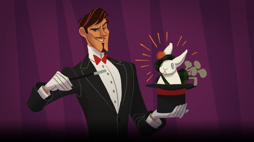Here's a NDA-safe example I can share. This is from a game you've never heard of called Powerstar Golf. I wrote barks for each golfer. This character, Henry, is a debonair and self-absorbed stage magician. Here's Henry, and here are some barks (right) with their triggers (left).