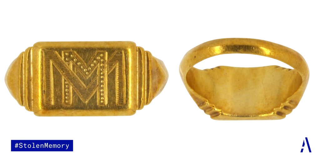 ArolsenArchives's tweet photo. This signet ring once belonged to Miguel Santos. The Nazis deported the Spaniard from France to the Neuengamme concentration camp in Hamburg in 1944. We will soon be returning the ring to his niece. She contacted us after seeing it by chance in a Spanish newspaper article. https://t.co/41bUbUCpQD