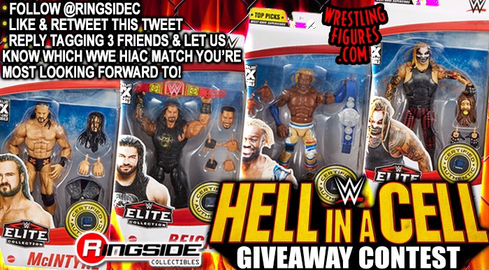 RingsideC's tweet photo. 🔥 HELL IN A CELL GIVEAWAY! 🔥

Enter our #WWEHIAC Giveaway Contest! Win a complete set of #Mattel #WWE Top Picks 2021 Elites! Feat. #RomanReigns #DrewMcIntyre #KofiKingston &amp; #TheFiend!

See image for rules to enter!
Winner announced 10/27

Shop: https://t.co/St3EjbLG42

#HIAC https://t.co/MaCtCz5Bw2