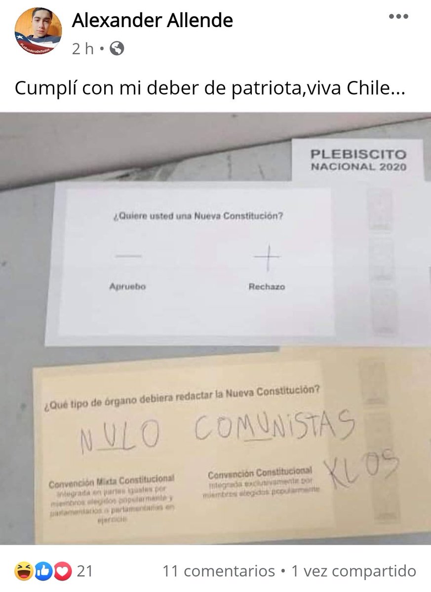 Mr_Sebastian77's tweet photo. #ChileDesperto #25Oct #ganasdecambiarestepaisculiao #Servel #ConvencionConstitucional  #Apruebo  sería una lástima que se hiciera viral🧐
@ServelChile https://t.co/w9Vcz9ZD6s