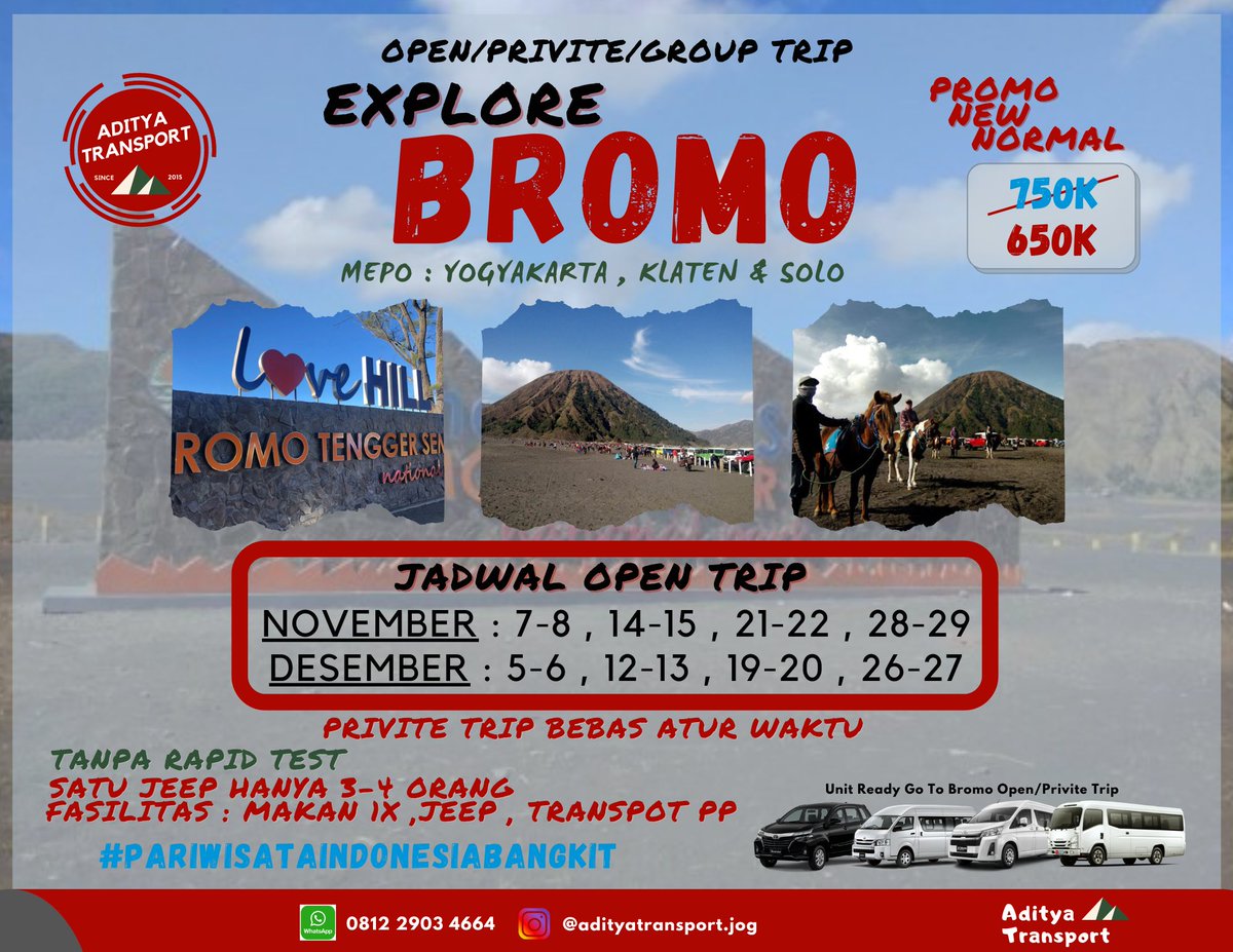 AdityaEkaputra_'s tweet photo. Yuk Agendakan liburan Anda
Info lebih lanjut hubungi
IG : @adityatransport.jog
WA : 081229034664
.
.
.
#liburanjogja #opentripjogja #malioborojogja #KulinerJogja #explorejogja #pakettourjogja #liburanjogjamurah #tugupalputih #tugujogja #exploreklaten #exploresolo #liburansolo https://t.co/tjoIyMZWxD