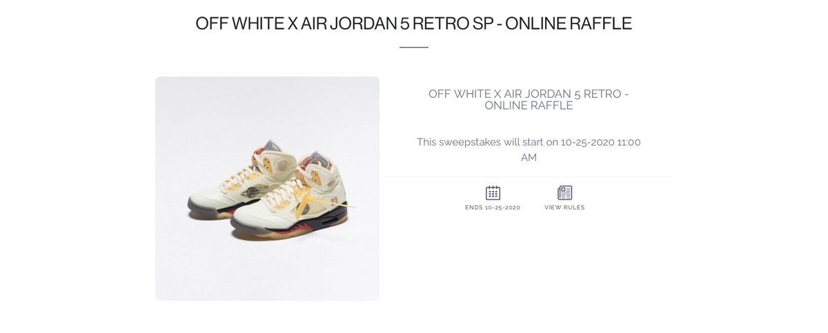 jordan 5 off white raffle