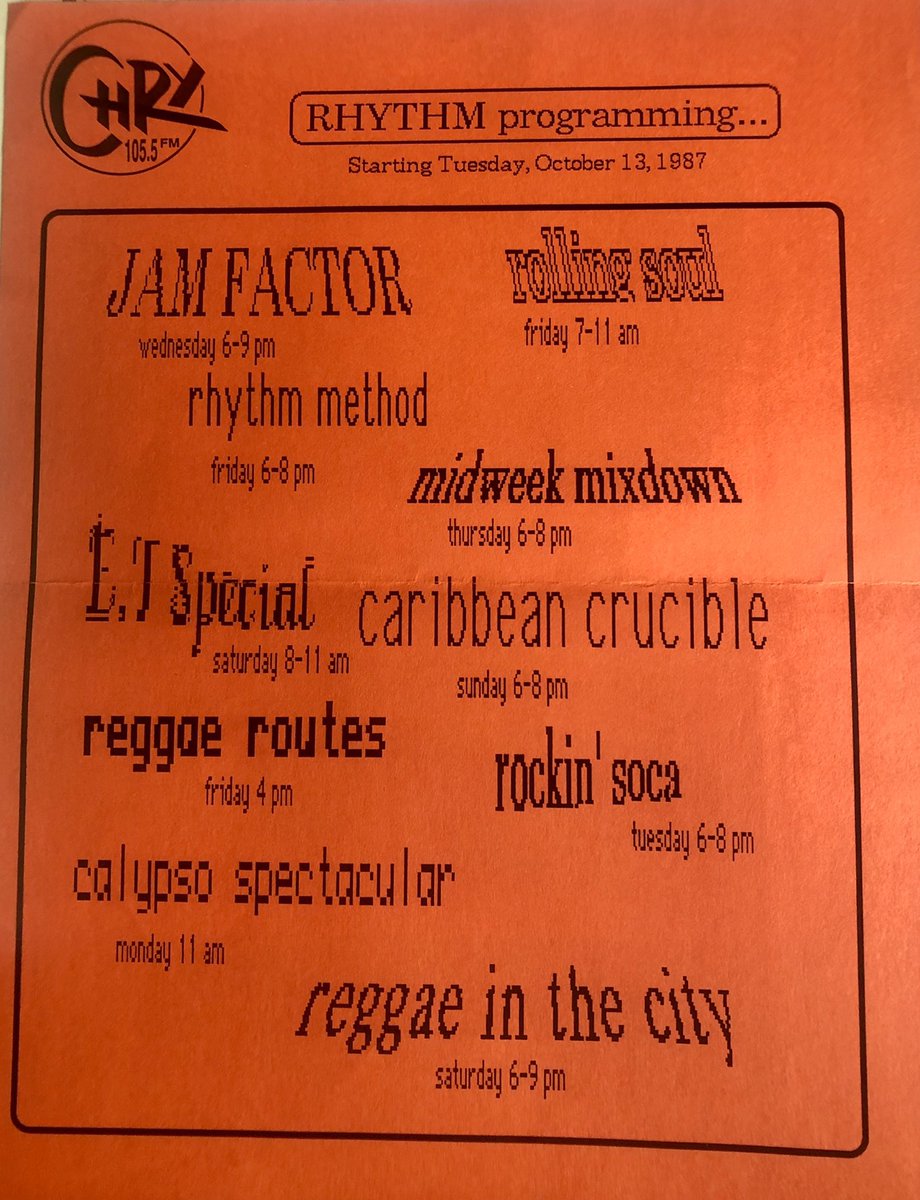 Mastermind's tweet photo. Man, CHRY was so ahead of its time in 1987!!! Thatβs my show in the top left corner...The 2nd HipHop radio show in Toronto π₯ I was 15 years old when I started it. https://t.co/H3wwVzVer4