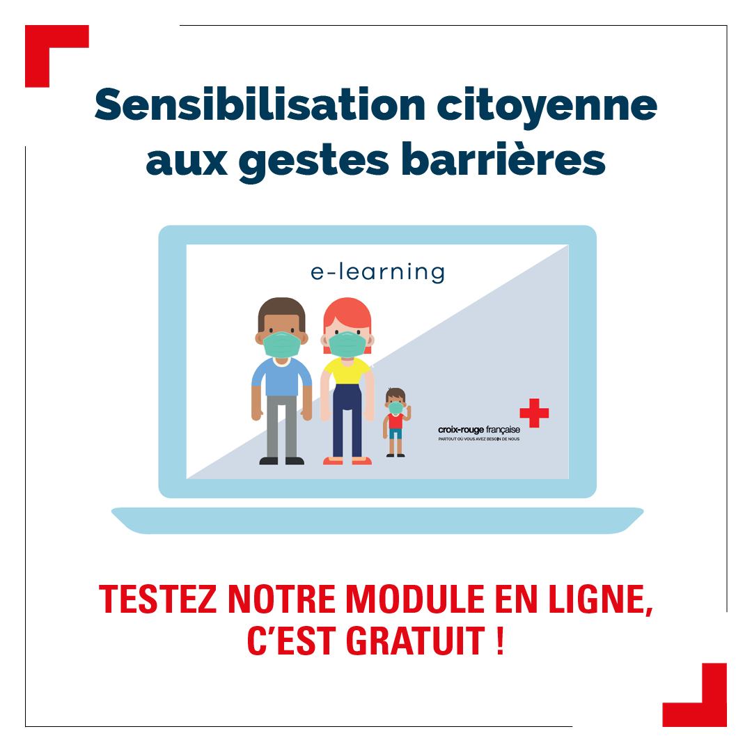 CroixRouge's tweet photo. #Testez notre module e-learning gratuit autour des gestes barrières : des conseils et informations simples pour prendre soin de vous et de votre entourage. Durée de la formation : 45 minutes.
https://t.co/mWleTKQ9Vl https://t.co/RlyKBbqn99