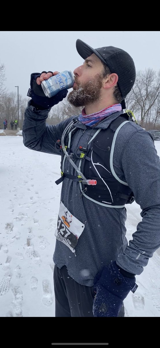 PatrickBagan's tweet photo. The highlights don’t stop @BuschBeer. 50KM completion picture. Wouldn’t be the same without this delicious elixir in the snow. Same rate, 24 cans of golden delicious. https://t.co/WOR5DXDafC