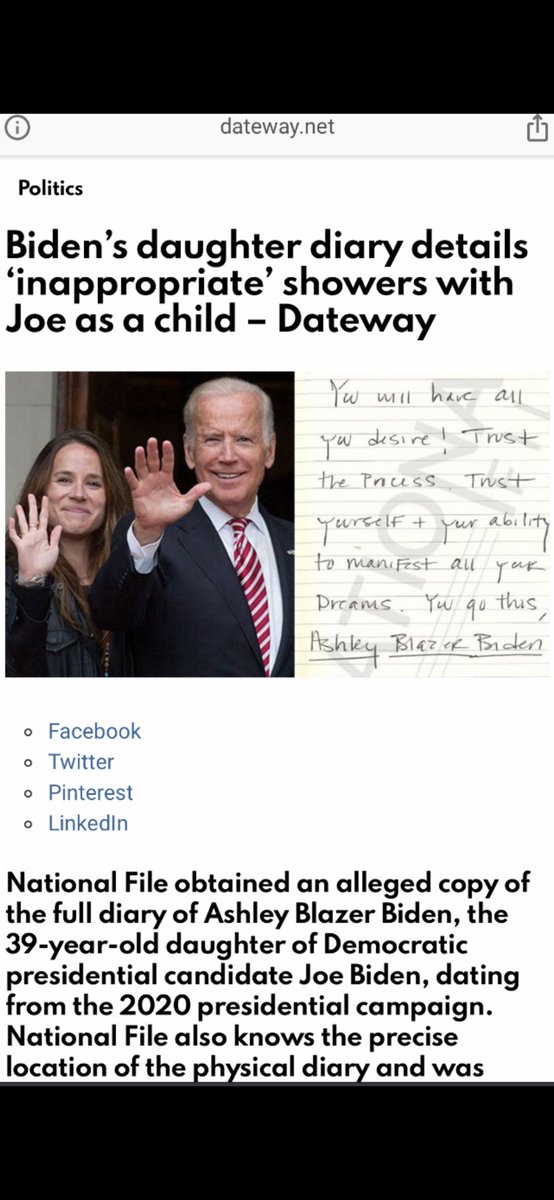 DovePatriot's tweet photo. Biden's daughter diary details 'inappropriate' showers with Joe as a child https://t.co/EOg9zeiKG9