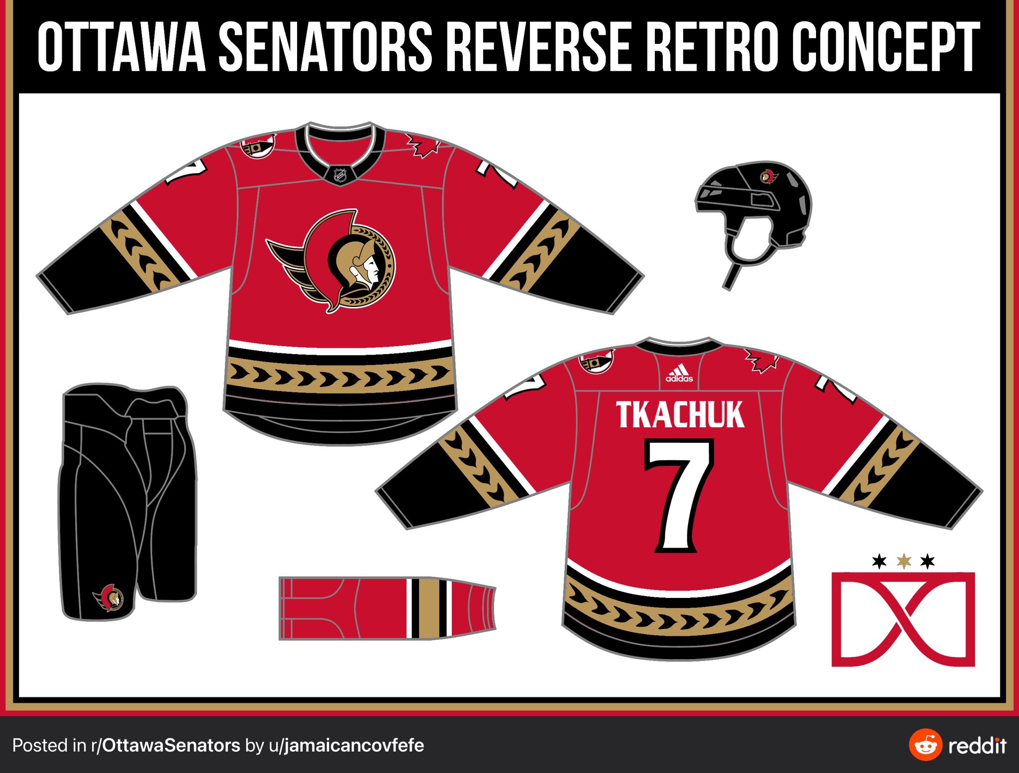 THW Senators on X: Ottawa Senators reverse retro jersey concept, credit to  reddit user r/jamaicancovfefe This concept is a nice nod the one our  previous jerseys, updated with the 2D logo. Surely