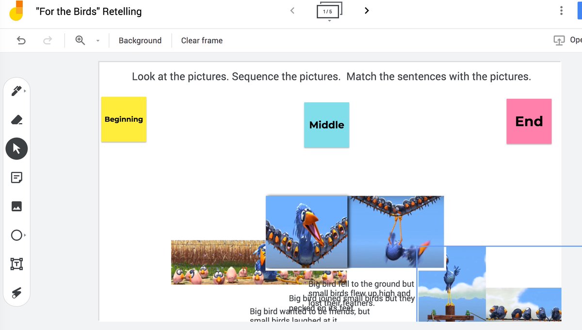 HallaJmourko's tweet photo. ❤️ "For the Birds" activity @MrsParkShine; ❤️use of short videos @AnimationPixar. ❤️@googlejamboard 2create activities 2Engage Ss work collaboratively & engage Ts during #RetellingPD at @VansvilleES #ELLs #ESOLStudents #ESOLTeachers @PGCPSESOL @ESOLSpecialist #ESOLEngaged https://t.co/cEXDBkYD5z