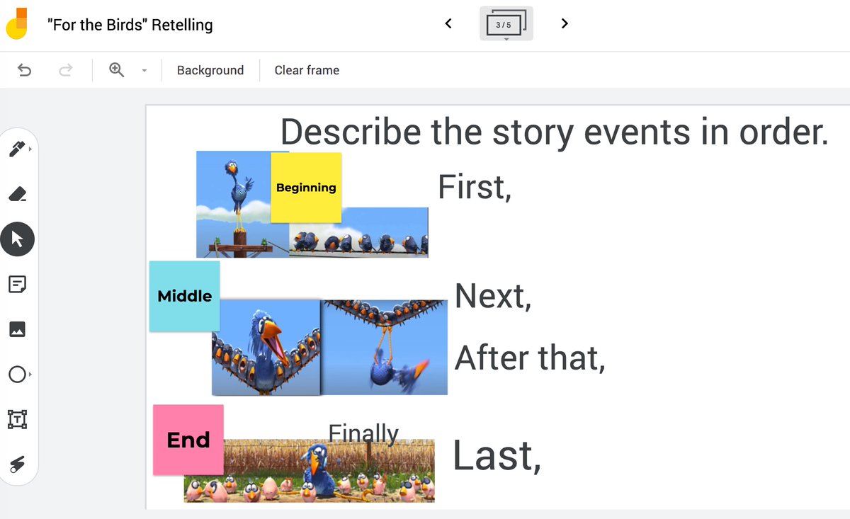 HallaJmourko's tweet photo. ❤️ "For the Birds" activity @MrsParkShine; ❤️use of short videos @AnimationPixar. ❤️@googlejamboard 2create activities 2Engage Ss work collaboratively & engage Ts during #RetellingPD at @VansvilleES #ELLs #ESOLStudents #ESOLTeachers @PGCPSESOL @ESOLSpecialist #ESOLEngaged https://t.co/cEXDBkYD5z