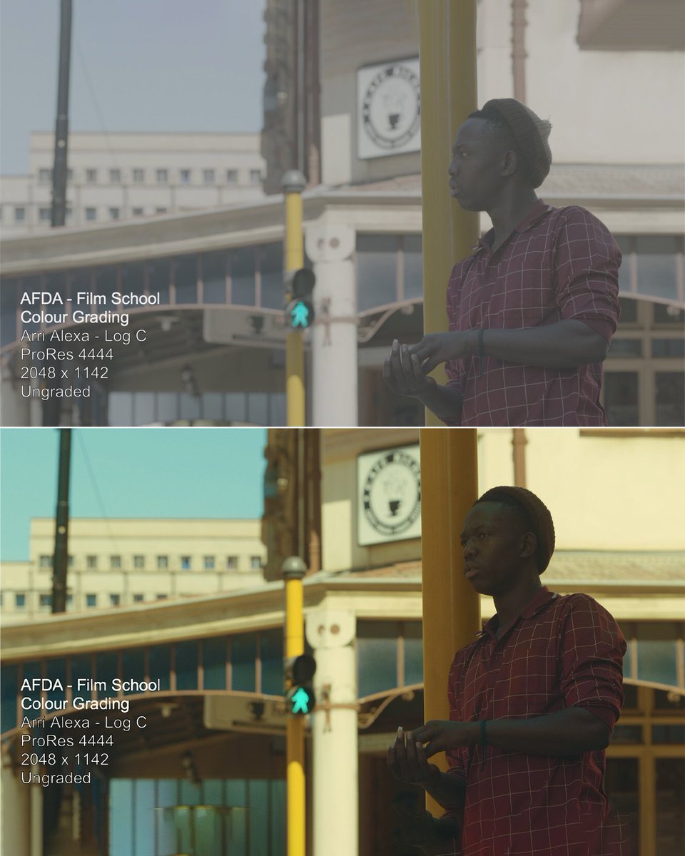 Some log footage from @AFDA_FilmSchool 
Top frame - log 
Bottom frame - graded 
#cinematography #colorgrading #film #filmmaker