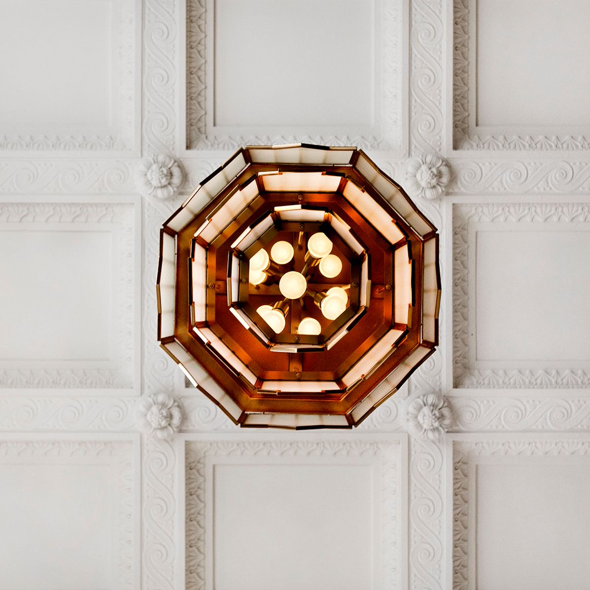 riggshotel's tweet photo. View from below of our custom chandeliers.  A modern interpretation of classic art-deco design. https://t.co/a0QF0sB957