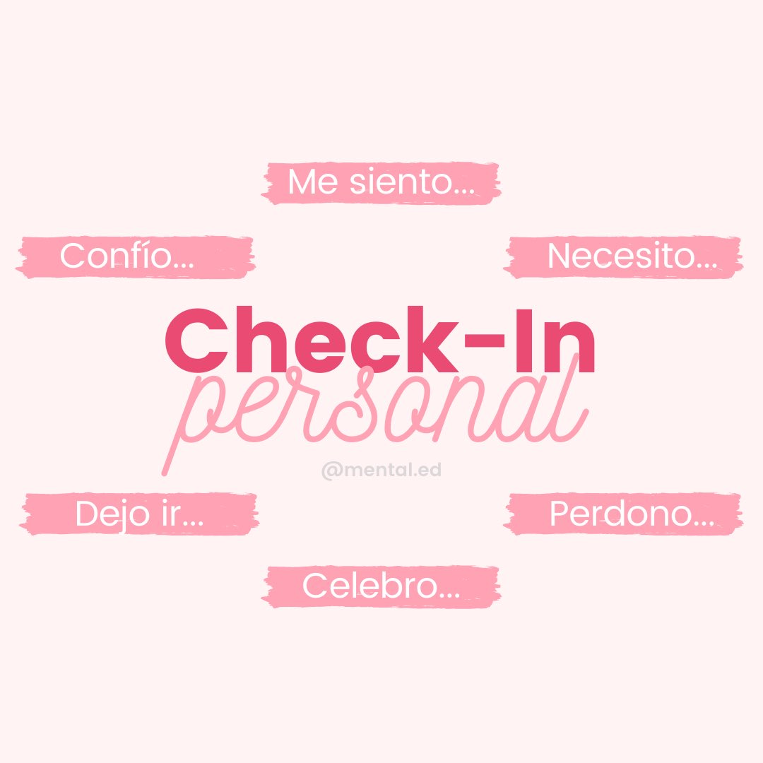 Mental_ED's tweet photo. ¿Ya hiciste tu check-in personal? Esta es una buena herramienta para la #autoreflexion. Aprende más sobre esto en nuestro Instagram! https://t.co/lsye6kreWC