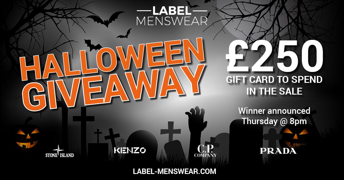 We are giving away £250 to one lucky winner to spend in our Halloween sale which starts Friday! 🎃

Simply RT &amp; follow @LabelMenswear to enter. Winner announced Thursday! 🚨 

LABEL-MENSWEAR.com 🖥