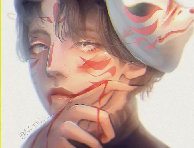 Someone told me to draw a Kitsune for halloween so I did but it's very simple?

#btsfanart #TAEHYUNG 