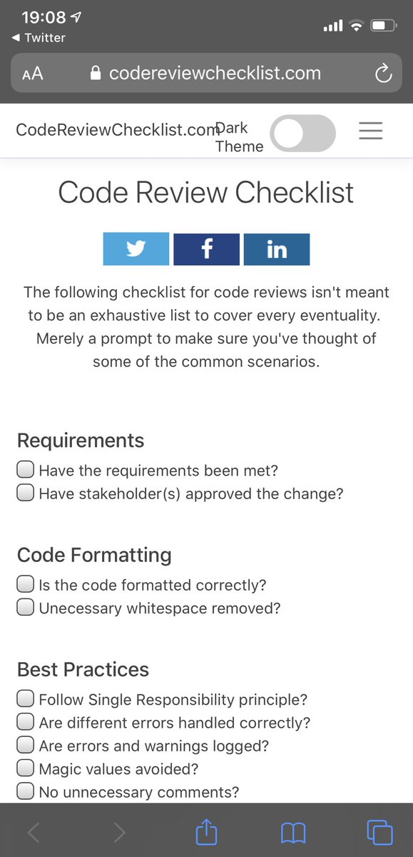 LeeEnglestone's tweet image. Hmm.. I think my tap targets are too small for my check boxes on mobile.. and the top left site name needs to be a tad smaller. #codereviewchecklist