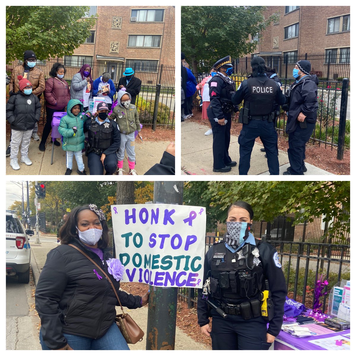 ChicagoCAPS03's tweet photo. Over 80 people showed up in support to end Domestic Violence! Thank you to @UniversityofChi police , #3rdDistrict tactical team , @FutureTies , and family rescue. #PositivePoliceInteractions #TogetherWeCan https://t.co/EPOIuS1kD6