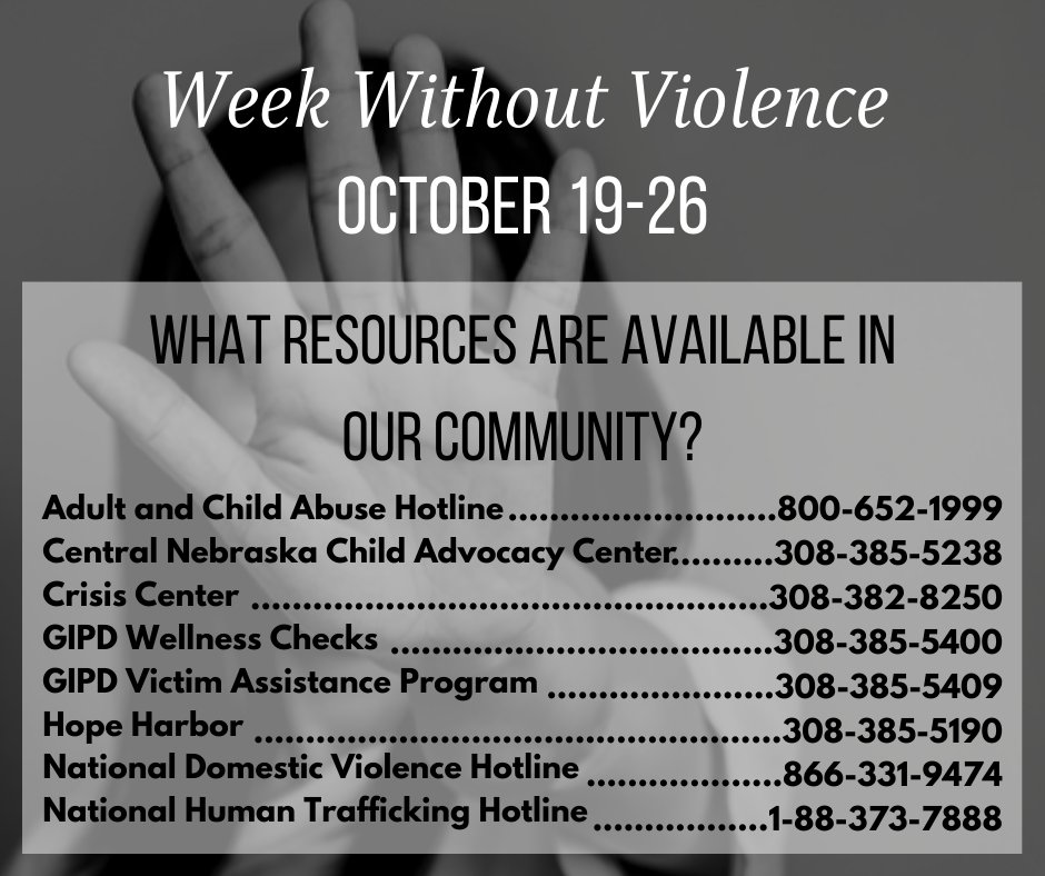 If you or someone you know is a victim of gender-based violence, please reach out to an organization on this list. #WeekWithoutViolence2020 #SpeakOut