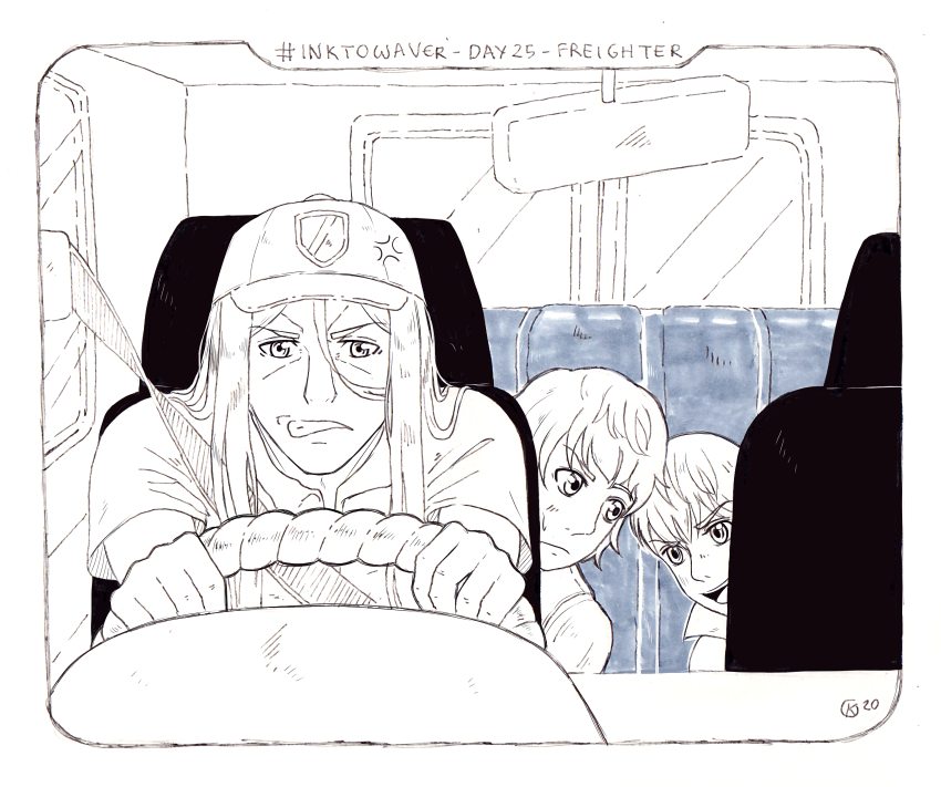 #Inktowaver - Day 25 - Freighter
It was so hard to find an idea with this word... So Waver is on a case and had to disguise himself but Flat and Svin decided to tag along!