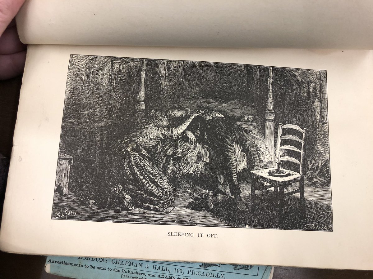 And each part includes 2 illustrations as well. Dickens first commissioned his son-in-law Charles Collins to illustrate Drood. He did the cover then fell ill. The rest were completed by Luke Fildes.