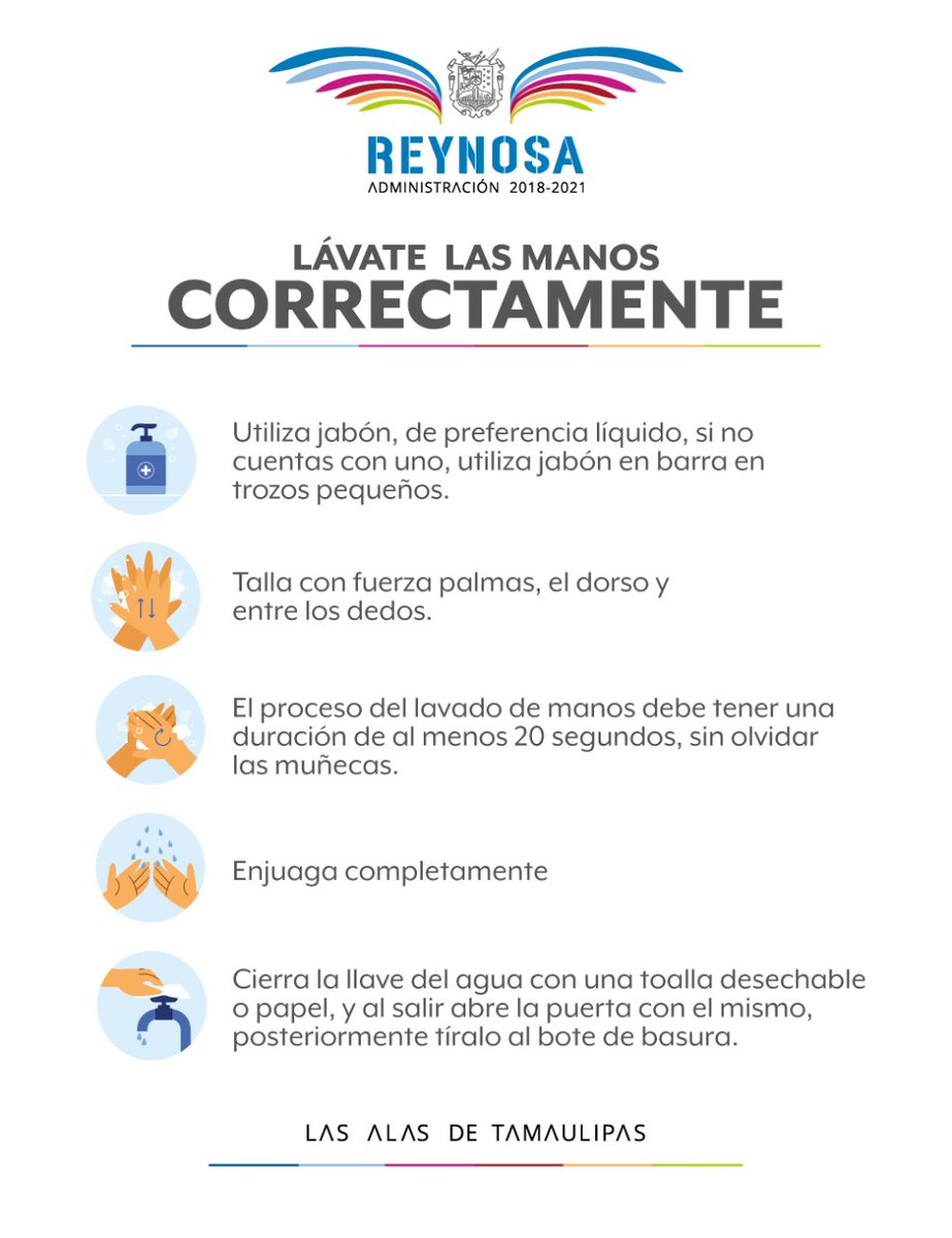 ¡Lávate las manos! Es sumamente importante para prevenir enfermedades. Utiliza jabón de preferencia líquido y procura que tu lavado de manos dure al menos 20 segundos. ¡No bajemos la guardia! 🤲🏼💧