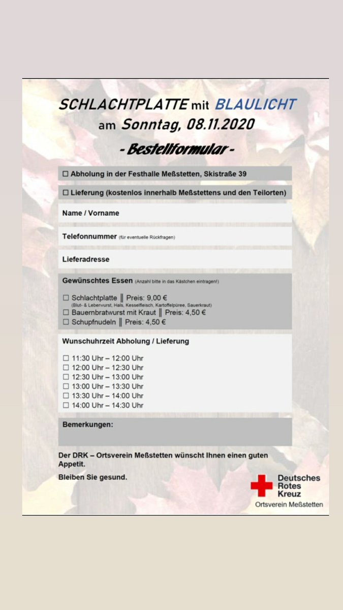 DRKMessstetten's tweet photo. Lust auf eine leckere Schlachtplatte, aber keine Lust, dafür stundenlang in der Küche zu stehen?

KEIN PROBLEM, DAS ÜBERNEHMEN WIR am 08.11.2020
GERNE FÜR SIE! 

Weitere Infos: https://t.co/mMhoSBmxZB

#DRK #messstetten #meßstetten #schlachtplatte #schlachtplattetogo #ehrenamt https://t.co/FDDKoLBvIj