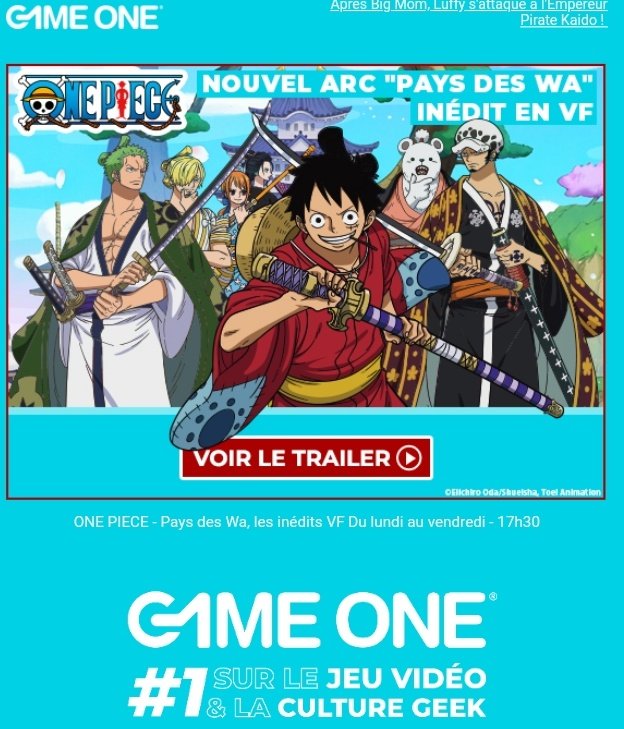 DukeBast's tweet image. One Piece de retour en VF dès lundi sur Game One💕