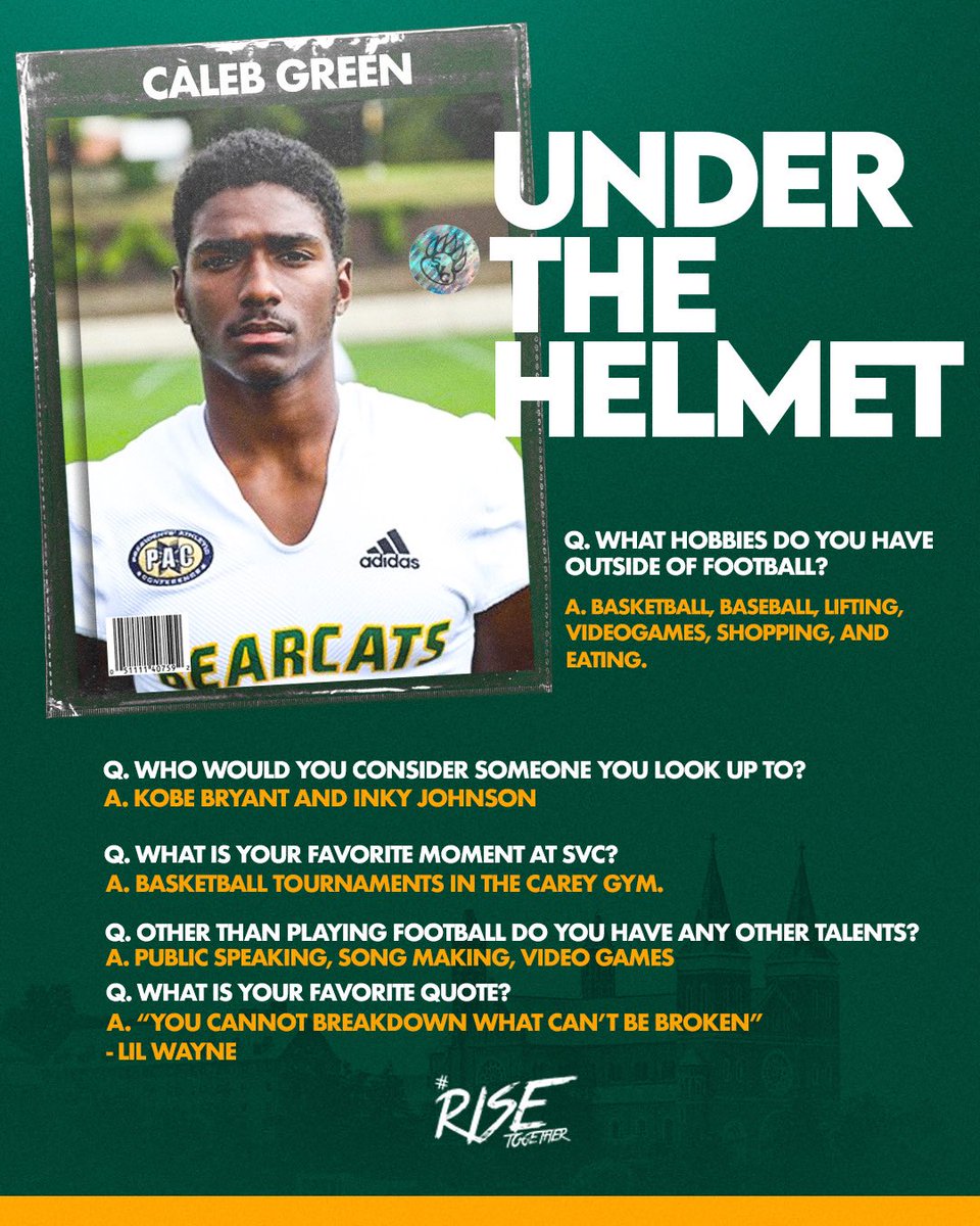 SVC_FTBL's tweet photo. #SegmentSunday #UnderTheHelmet with Caleb Green! #RiseTogether https://t.co/yLMktEHn1m