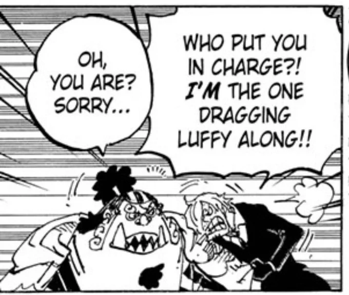 this is one of my favorite panels this chapter, i love how Jimbei feels like a newbie so he's trying not to overstep boundaries in the group dynamic ?? #onepiece993 
