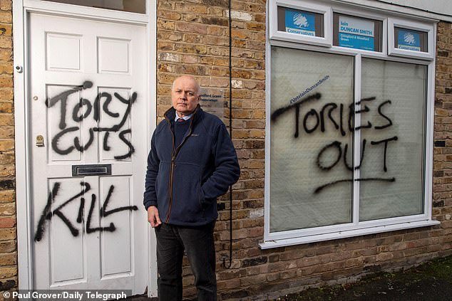 The graffiti on Charlotte Leslie's car happened in 2015. The graffiti pictured with IDS happened in November last year. The tories are pushing these images out to trick the public into giving them sympathy after Angela Rayners remarks in parliament. The tories are truly scum!