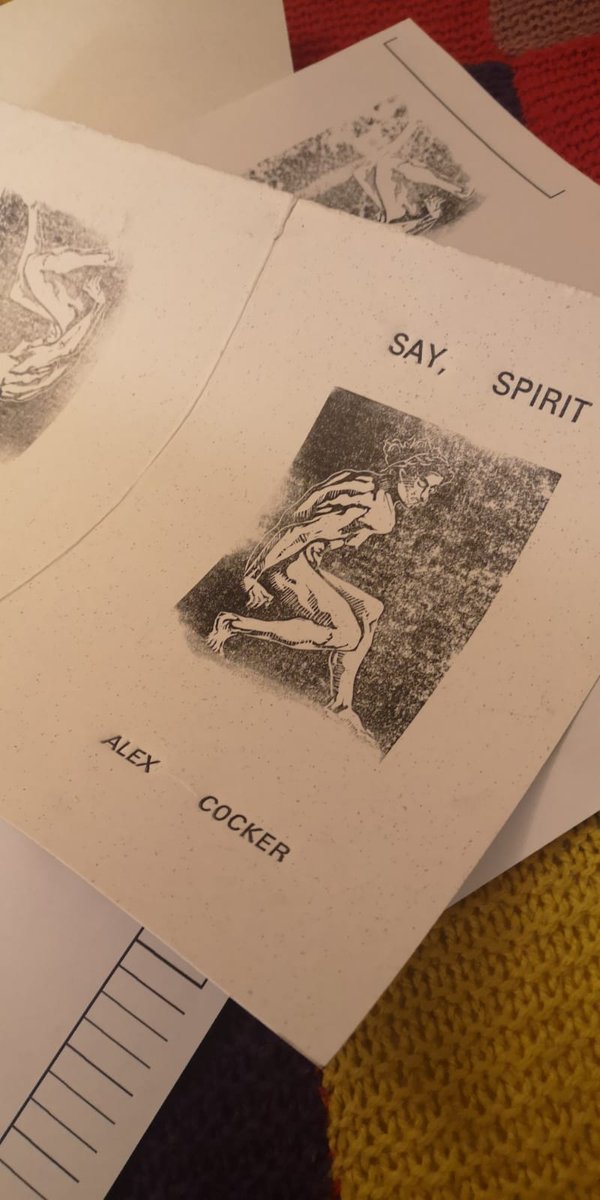 girasolpress's tweet photo. drafts &amp; decisions on cover card for Say, Spirit, by @doc_cocker, testing @fissesintheflod's linocut michelangos. Bier Weitzen, 170gsm, made from recycled beer waste. Grainy marble vibes. Book will be riso inside w/@16TonnePress. https://t.co/tec54RQSrt