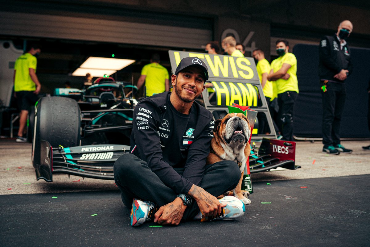 MercedesAMGF1's tweet photo. Just a boy who had big dreams, and his best friend. ❤️🐶 https://t.co/eqeOYCMcqg