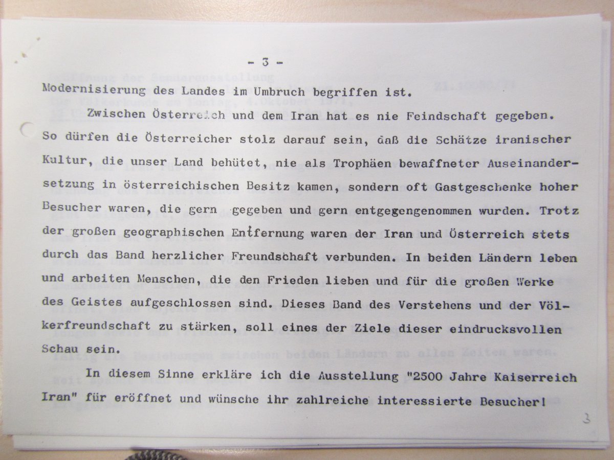 unique ‘bond of friendship’ between Iran & Austria: “Austria and Iran have never been enemies. The Austrians may be proud of the fact that the treasures of Iranian culture, which our country looks after, never came into Austrian possession as trophies of armed conflict, ~rs 10/20