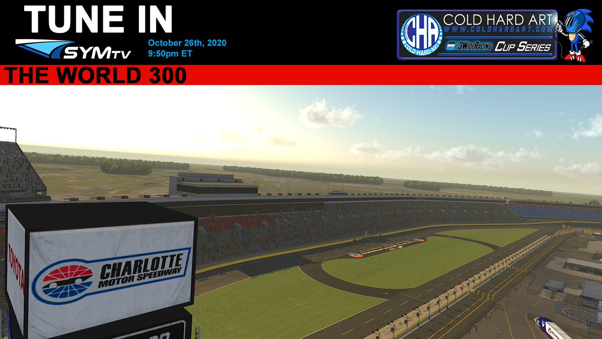 3WideRCN's tweet photo. Tonight, it's the regular season finale of the @Cold_Hard_Art Cup Series at Charlotte for the World 300! It's a NOBULL4 race too with @JamesMRacing, @NESMario24, @rlh87rich87 and #TwitterlessNickBoyd going for the W for some extra $$$. #DropTheHammer #DecadeOf3Wide https://t.co/eEKZ0F96J6