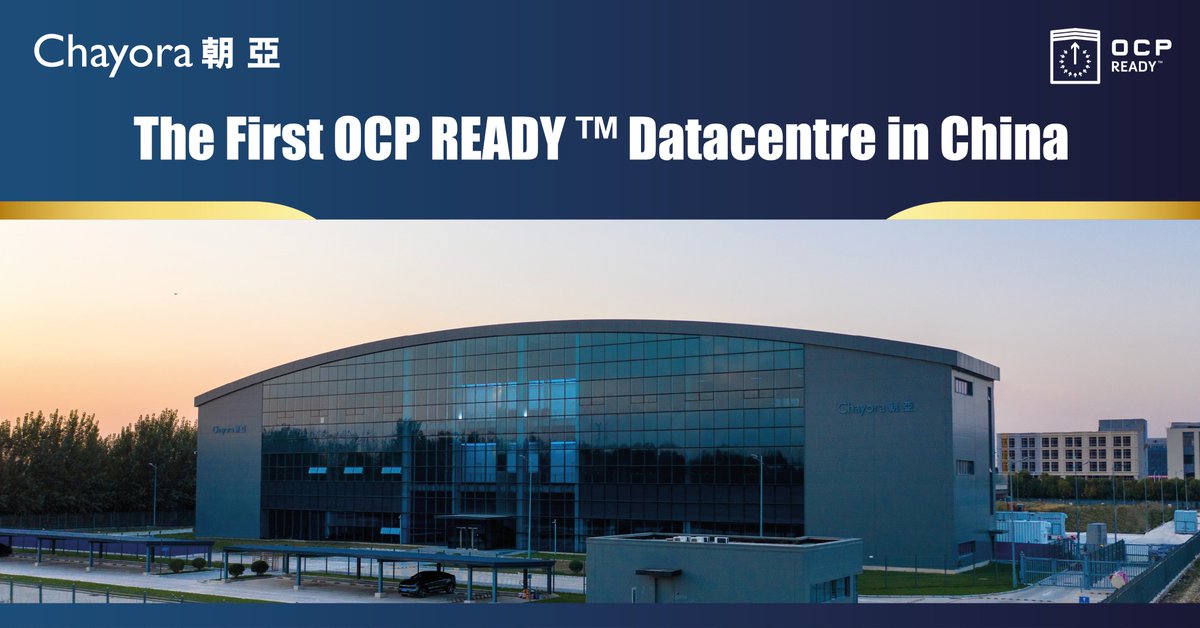Chayora_LTD's tweet photo. We are thrilled to announce that Chayora was confirmed by the Open Compute Project Foundation (OCP) to be the first data centre facility having achieved OCP Ready™ certification in China.

Read the full press release here https://t.co/G2j7CQqzB7
#Chayora #datacentre #datacenter https://t.co/oTutgmevvi