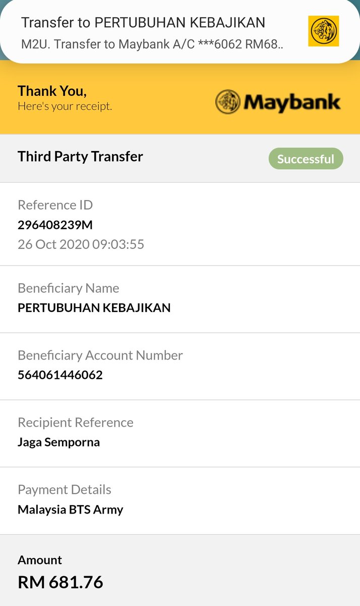 1st donation clear..i also donated too for my part  total donation RM681.76  #BTSArmyHelpSabah