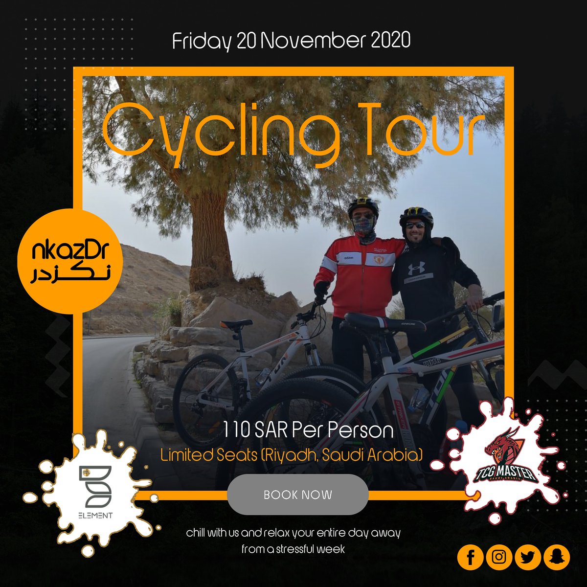 nkazdr's tweet photo. #Cycling_Tour

Gathering at 4 pm
Starting at 4 15 pm
Finishing at 7 pm

Registration Link https://t.co/15QkFnFQwU

#جولة_في_الدرجات_الهوائية

التجمع الساعة 4 بعد العصر
البداية الساعة 4 وربع بعد العصر
النهاية الساعة 7 مساءً

رابط التسجيل https://t.co/15QkFnFQwU https://t.co/HEb84c05RK