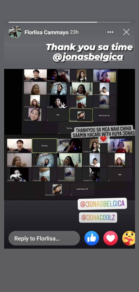 Jonacoolz's tweet photo. Thank you sa mga nakisali sa ating Online Chikahan with @jonasbelgica 

Cr. Florlisa Cammayo https://t.co/4OXO2M3rAe