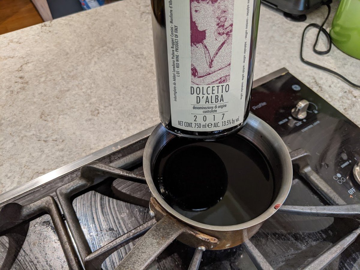 Of course, we'll also need microplane-grated parmigiana (aged at least 18months, preferably 24).And a good deglazing liquid. Today, we'll use a dolcetto from Alba (because I love the red wine risotto they make in the north). It'll boil to reduce volume by ~2/3rds & concetrate.