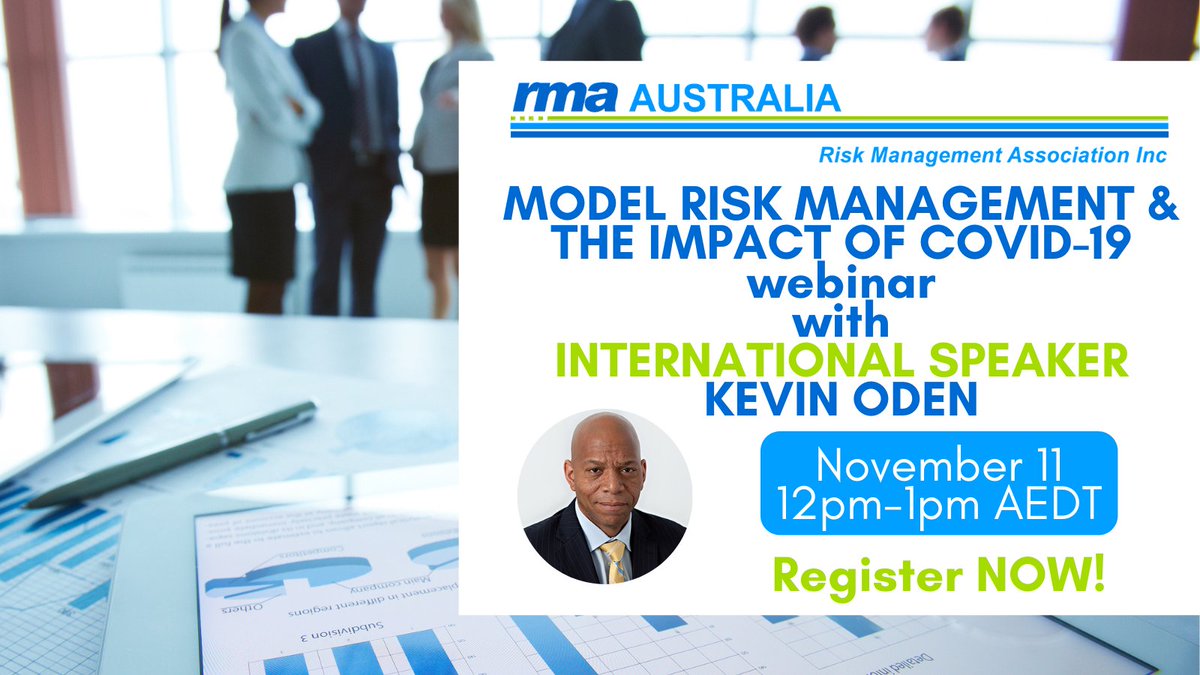 Don’t forget to REGISTER for our Nov 11 event to get EXCLUSIVE global insights from risk advisory specialist, Kevin Oden as he presents the webinar on Model Risk Management and the Impact of COVID-19.
Register NOW rmaaustralia.org/event/model-ri…
#registernow #webinar #COVID19