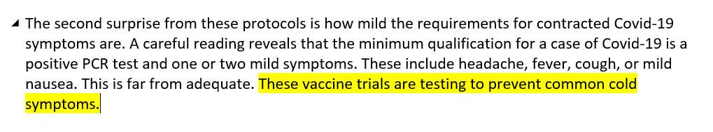 21/n Ce qui est évalué, dans ces essais, nous dit Haseltine, c'est la capacité des vaccins à réduire partiellement les symptômes du rhume.
