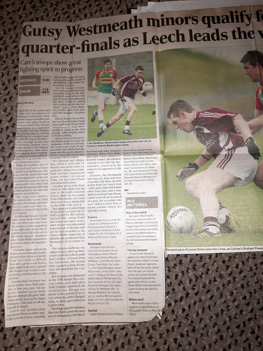 Dougiehickey's tweet photo. I remember a couple of weeks after a County minor game, Fr Jimmy was back in Clonegal and left the paper cut out of the match report from his local newspaper in my grandmothers for me. Always kept a close eye on his club and county. A true gentleman. #RIP https://t.co/fEOKATgAYW