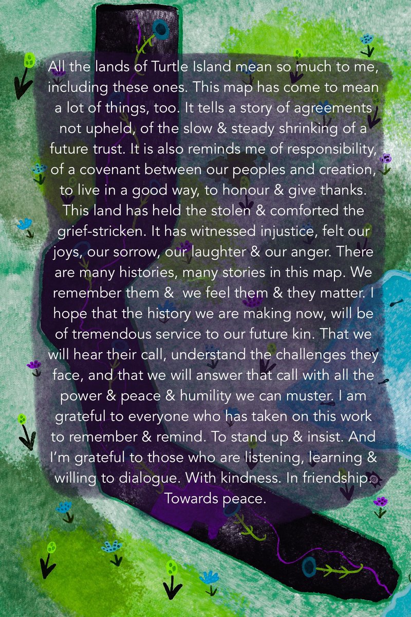 So many thoughts today that made their way into art. Thinking of land defenders across Turtle Island, and those here at home. Nya:węh 🐢